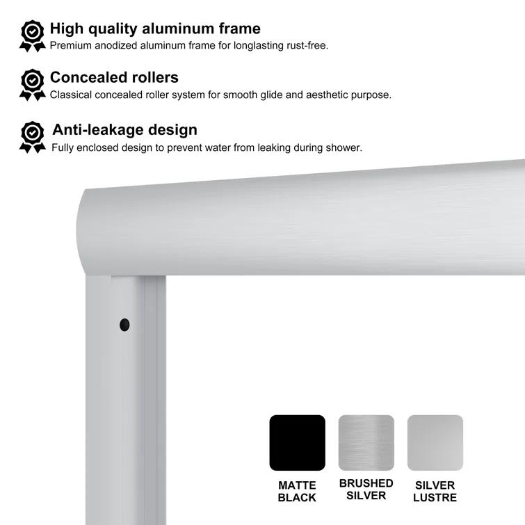 Jraty 57-60'' W x 62'' H Double Sliding Tub Door with Clear Tempered Glass