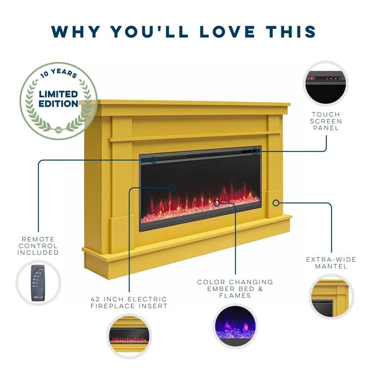 Waverly Wide Mantel with Linear Electric Fireplace