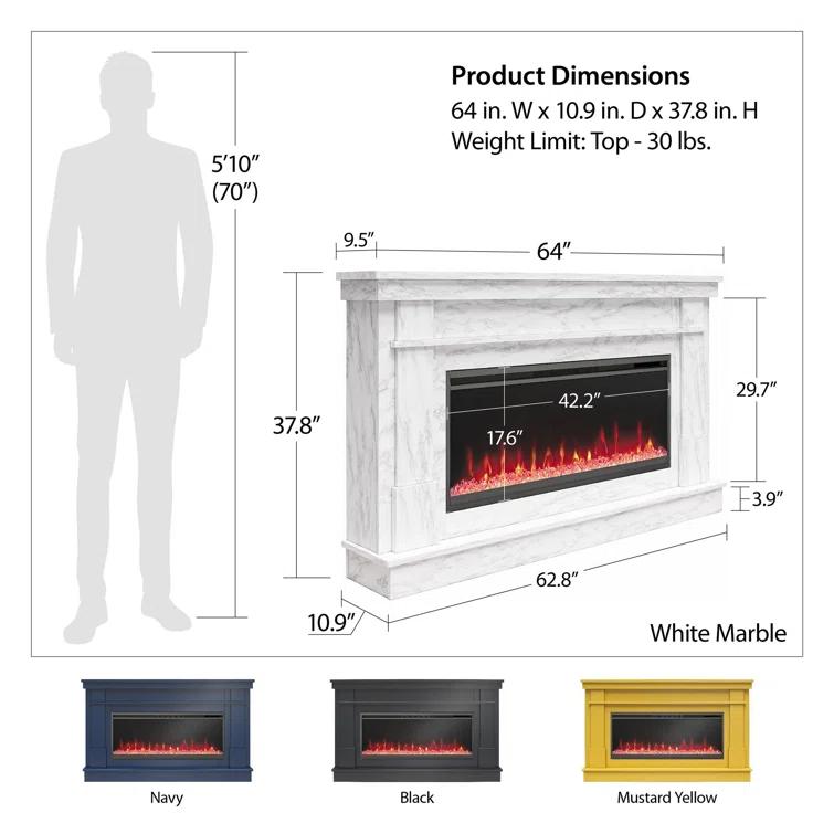 Waverly Wide Mantel with Linear Electric Fireplace