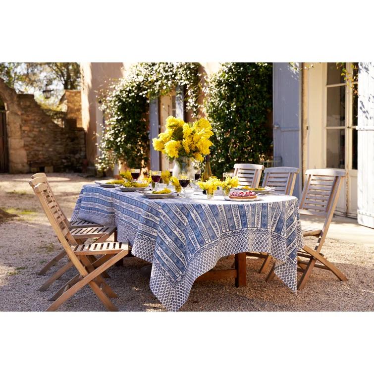 Blue Marine Floral Rectangular Fabric Tablecloth 71x128