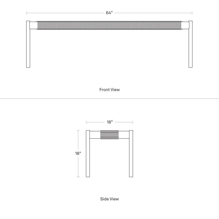 Invitation Oak Wood and Natural Woven Cord 64" Bench
