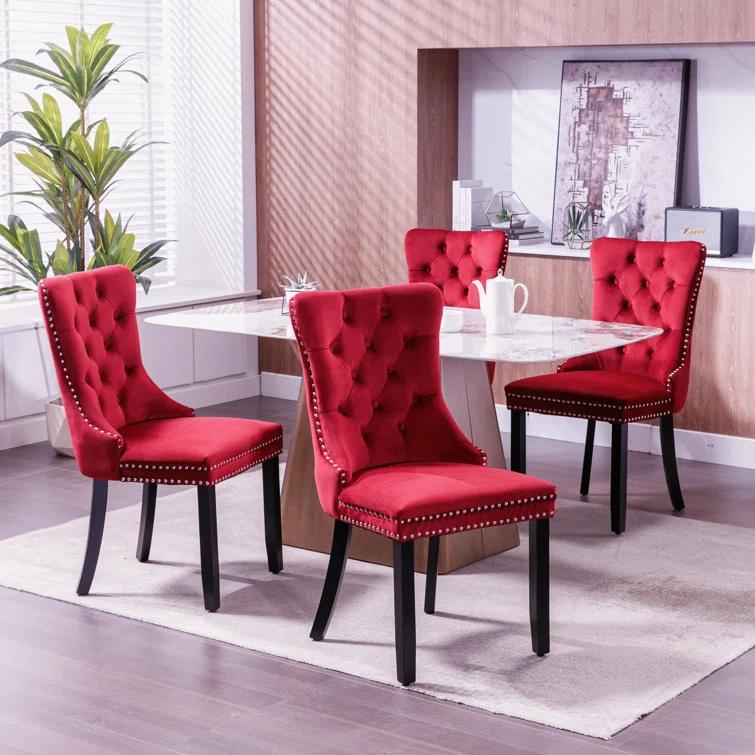 Rosdorf Park Allena Tufted Velvet/Linen Wing Back Parsons Chair (Set of 2)