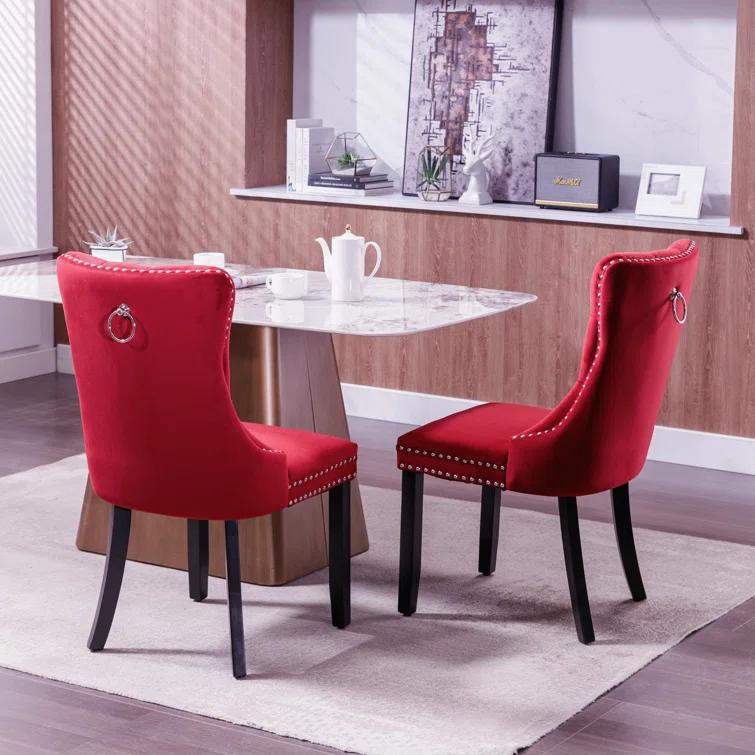 Rosdorf Park Allena Tufted Velvet/Linen Wing Back Parsons Chair (Set of 2)