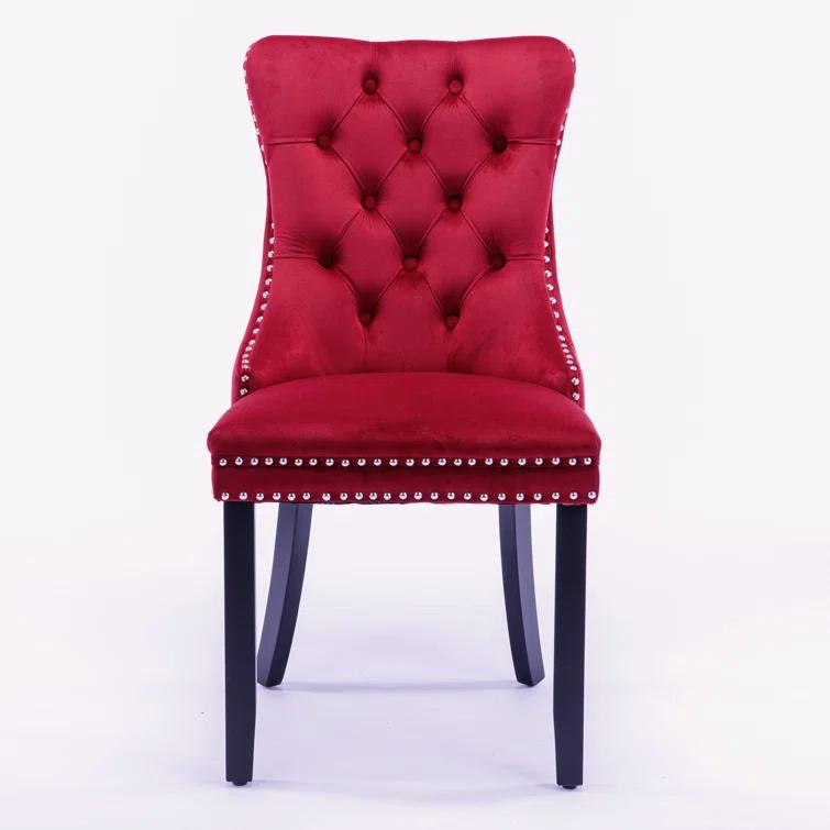 Rosdorf Park Allena Tufted Velvet/Linen Wing Back Parsons Chair (Set of 2)