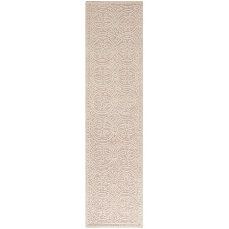 SAFAVIEH Cambridge Leslie Geometric Wool Runner Rug, Light Pink/Ivory, 2'6" x 10'