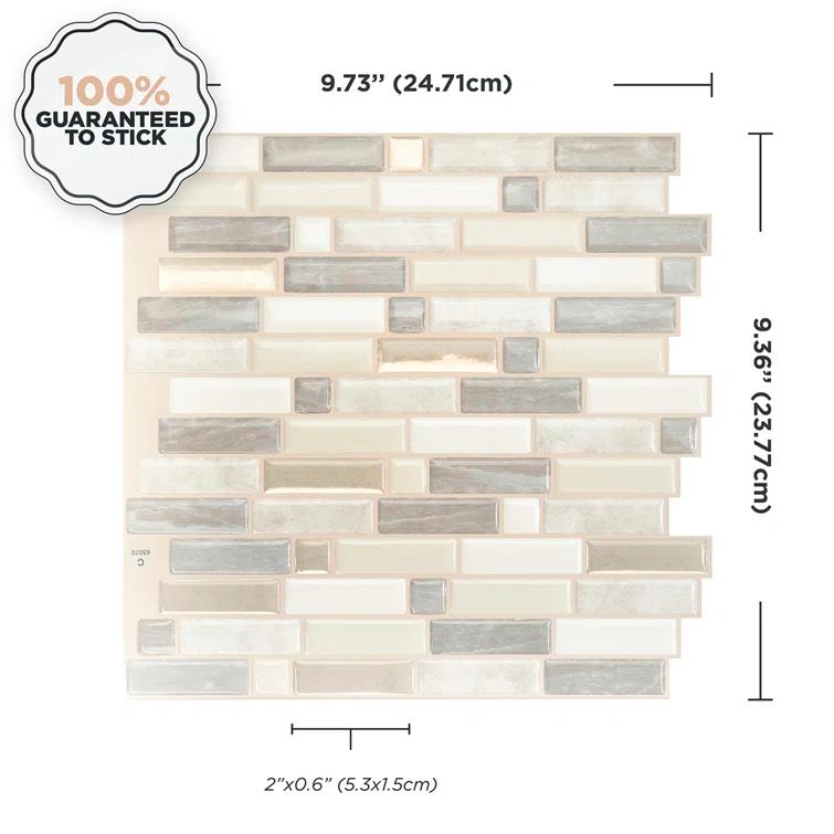 10.06'' W x 10.13'' L Gel Peel and Stick Mosaic Tile