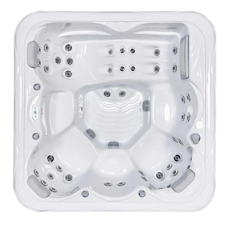Buenospa New York 6 - Person 49 - Jet Acrylic Square Hot Tub with Ozonator and Cover in White