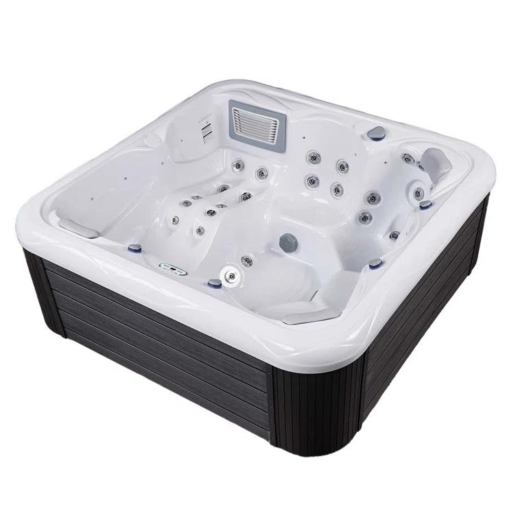 Buenospa New York 6 - Person 49 - Jet Acrylic Square Hot Tub with Ozonator and Cover in White