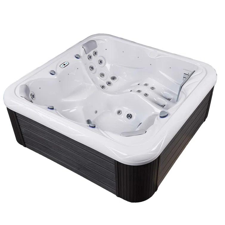 Buenospa New York 6 - Person 49 - Jet Acrylic Square Hot Tub with Ozonator and Cover in White