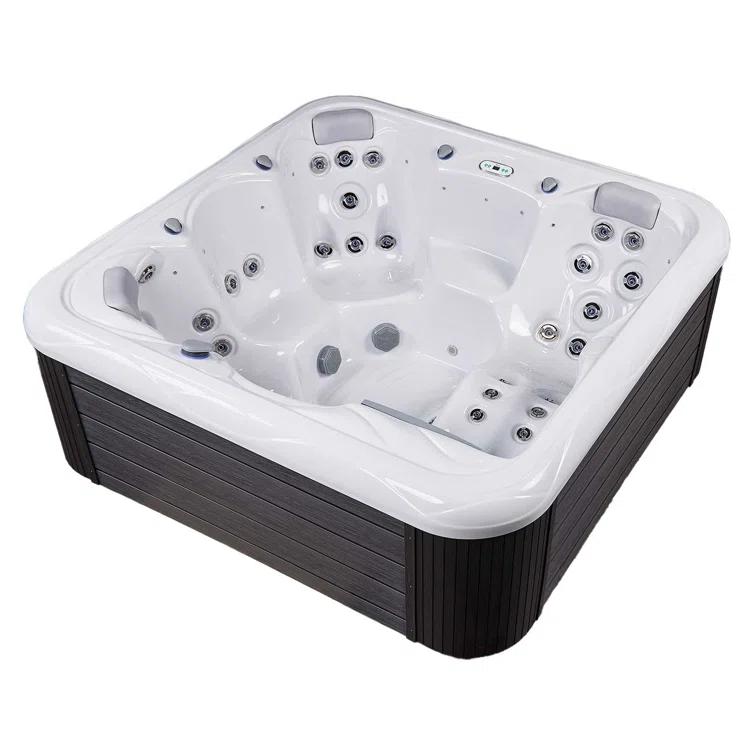 Buenospa New York 6 - Person 49 - Jet Acrylic Square Hot Tub with Ozonator and Cover in White
