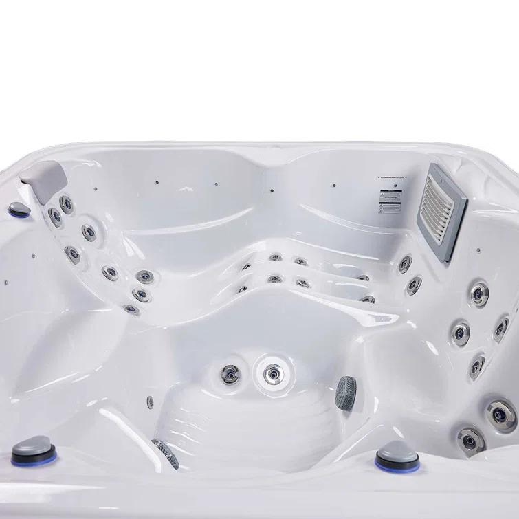 Buenospa New York 6 - Person 49 - Jet Acrylic Square Hot Tub with Ozonator and Cover in White