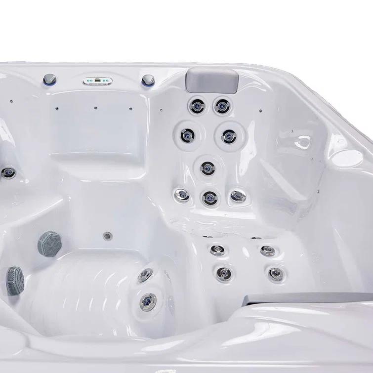 Buenospa New York 6 - Person 49 - Jet Acrylic Square Hot Tub with Ozonator and Cover in White