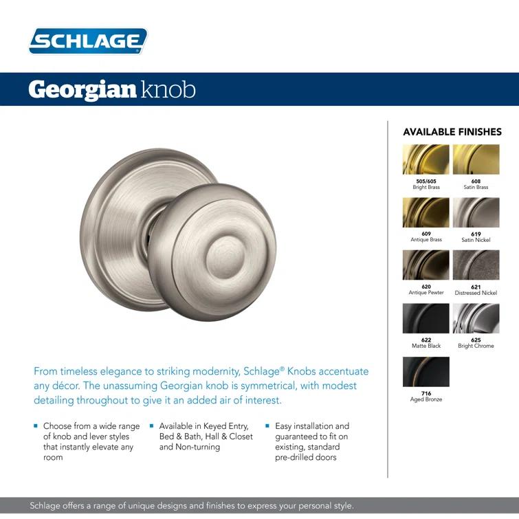 Georgian Passage Knob with Camelot Trim
