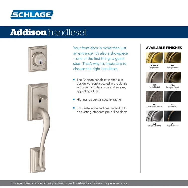 Addison Handleset with Single Cylinder Deadbolt and Accent Door Lever and Rosette