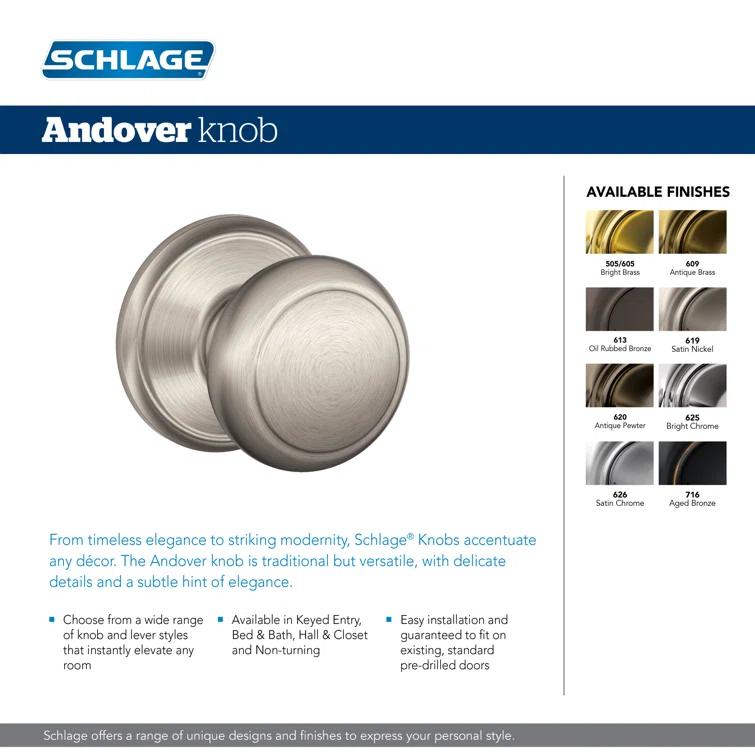 Andover Knob with Addison Trim Hall and Closet Lock