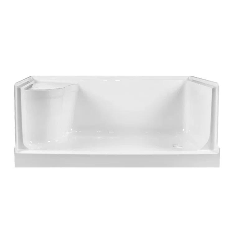 60" W x 32" D Single Threshold Shower Base with Seat