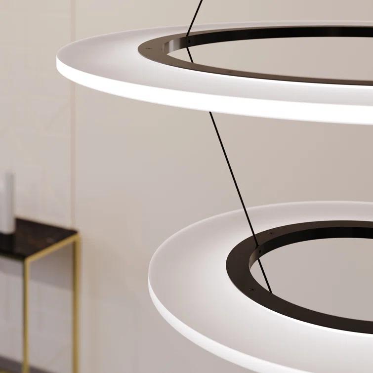 Arctic Rings 3 - Light Acrylic Dimmable LED Tiered Chandelier