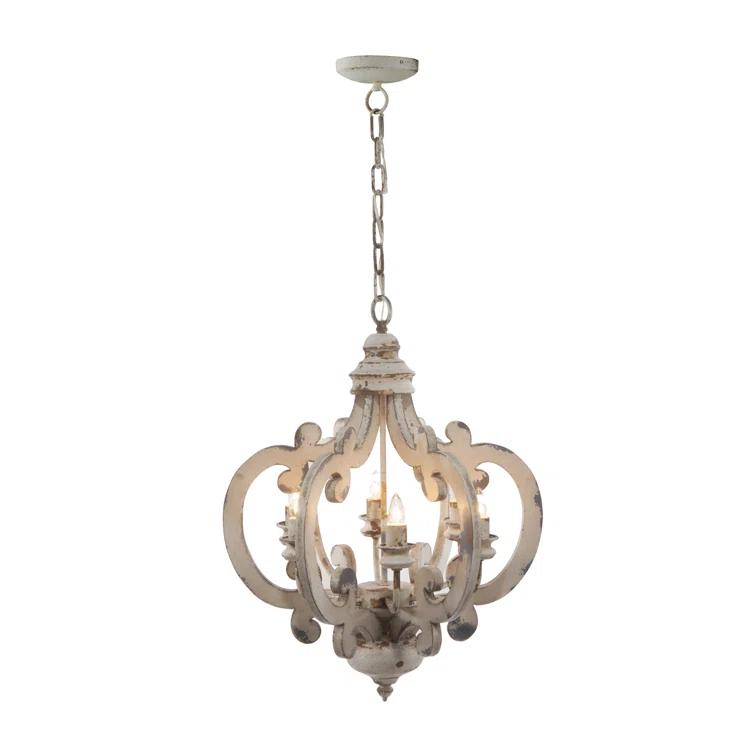 Cheree 6 - Light Wood Dimmable Geometric Chandelier