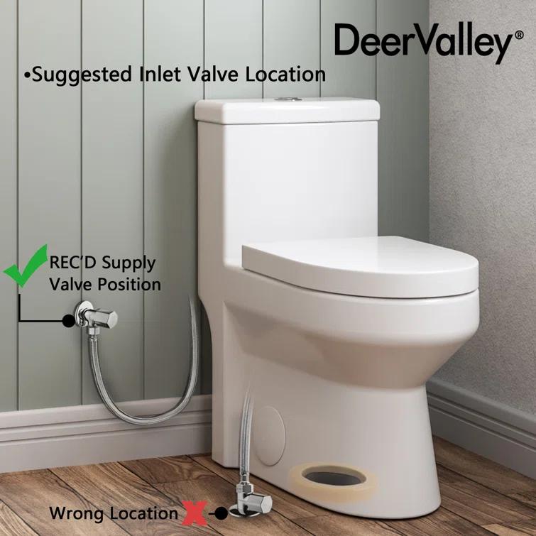 DeerValley Liberty Compact Toilets One-Piece Toilet With High-Efficiency Flush Round Toilet for Space-Saving Floor Mounted (Seat Included)