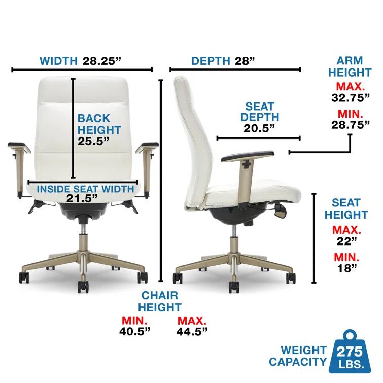 La-Z-Boy Baylor Bonded Leather Adjustable Ergonomic Executive Office Chair with Lumbar Support