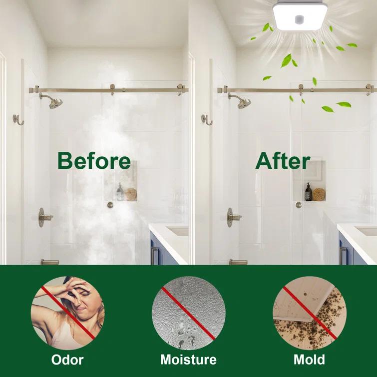 90 CFM Energy Star Bathroom Ventilation with Lighting Square Exhaust Night Light Fan Bathroom Fan