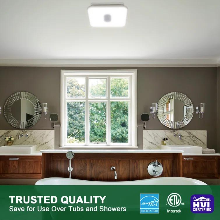 90 CFM Energy Star Bathroom Ventilation with Lighting Square Exhaust Night Light Fan Bathroom Fan