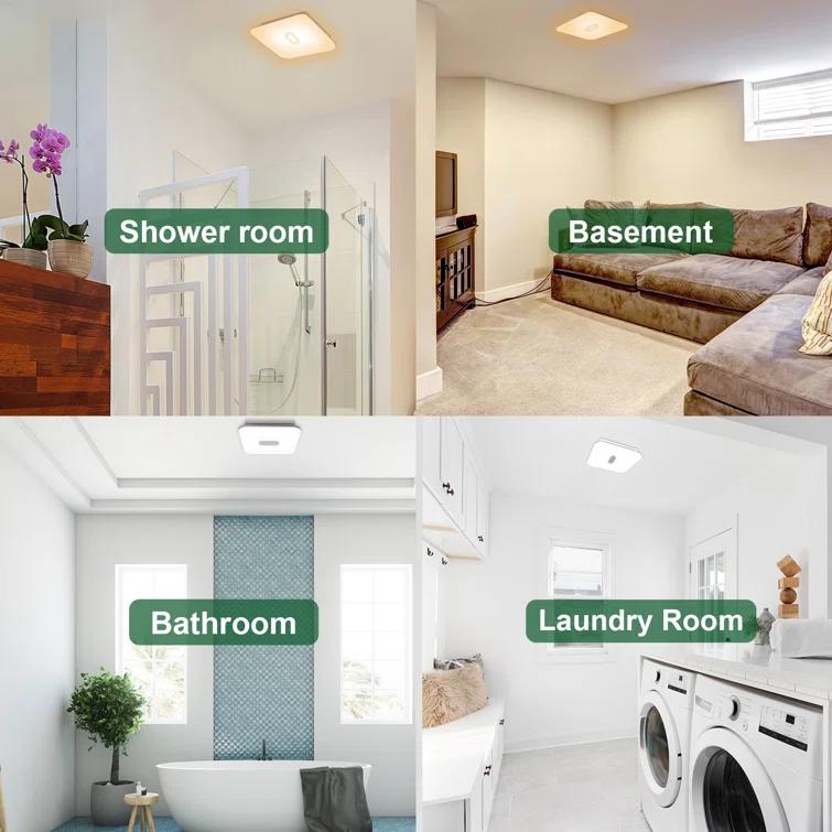 90 CFM Energy Star Bathroom Ventilation with Lighting Square Exhaust Night Light Fan Bathroom Fan
