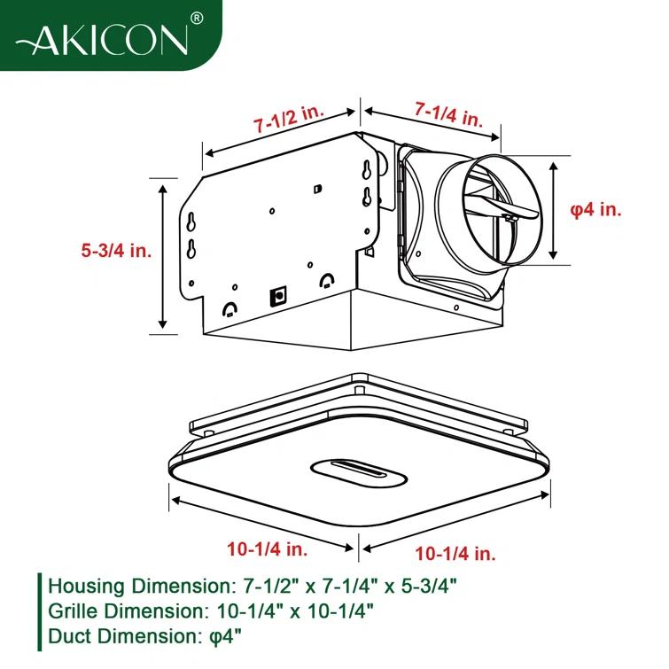 90 CFM Energy Star Bathroom Ventilation with Lighting Square Exhaust Night Light Fan Bathroom Fan
