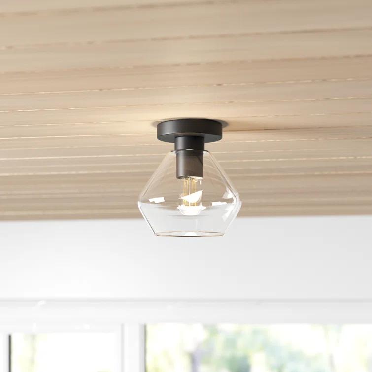 Rooks Single Light Glass Semi Flush Mount