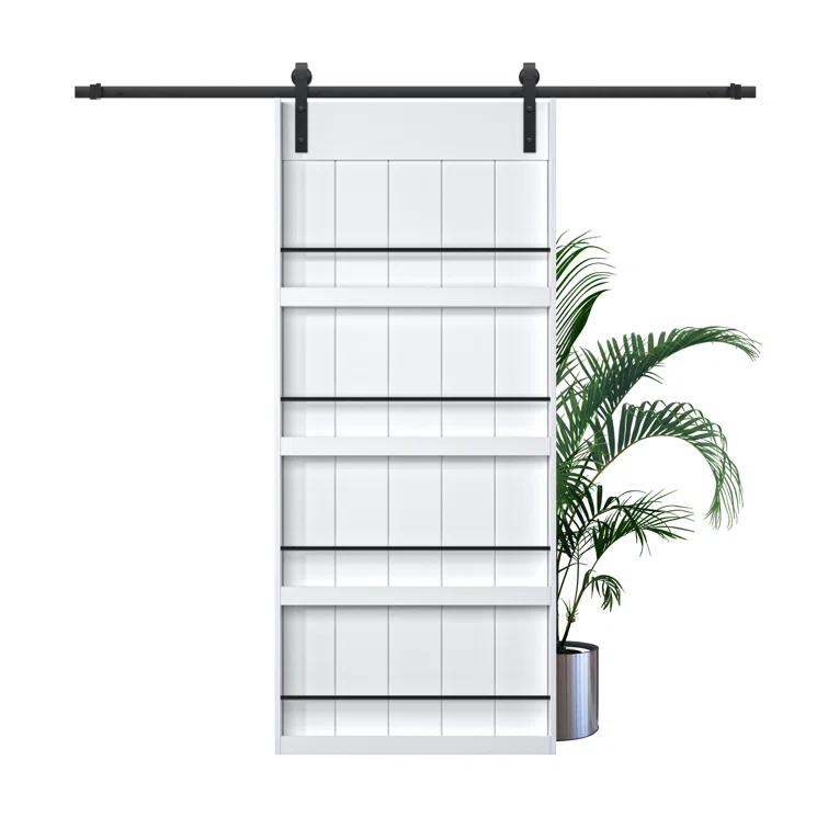 ARK DESIGN 84"H Wood and Primed Bookshelf Style Barn Door with Mounting Hardware Kit