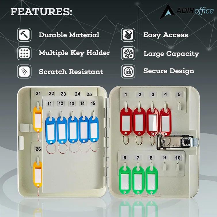 AdirOffice 30-Key Steel Secure Key Cabinet with Combination Lock (Set of 2)