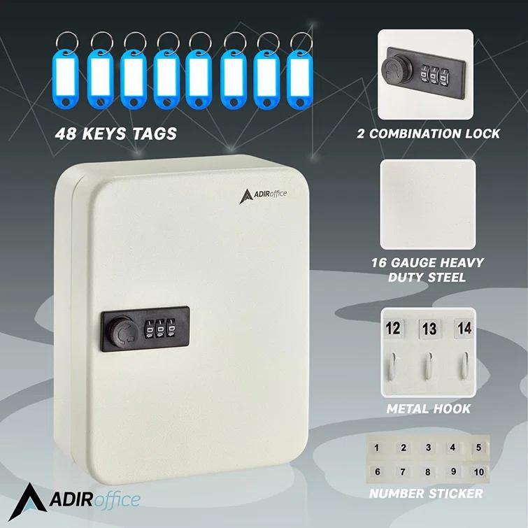 AdirOffice 30-Key Steel Secure Key Cabinet with Combination Lock (Set of 2)