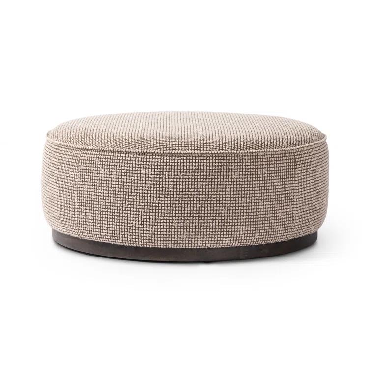 Aldora Round Ottoman - Taupe Weave