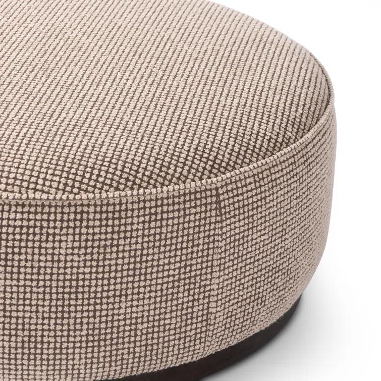 Aldora Round Ottoman - Taupe Weave