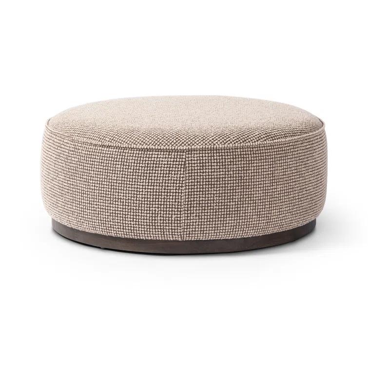 Aldora Round Ottoman - Taupe Weave