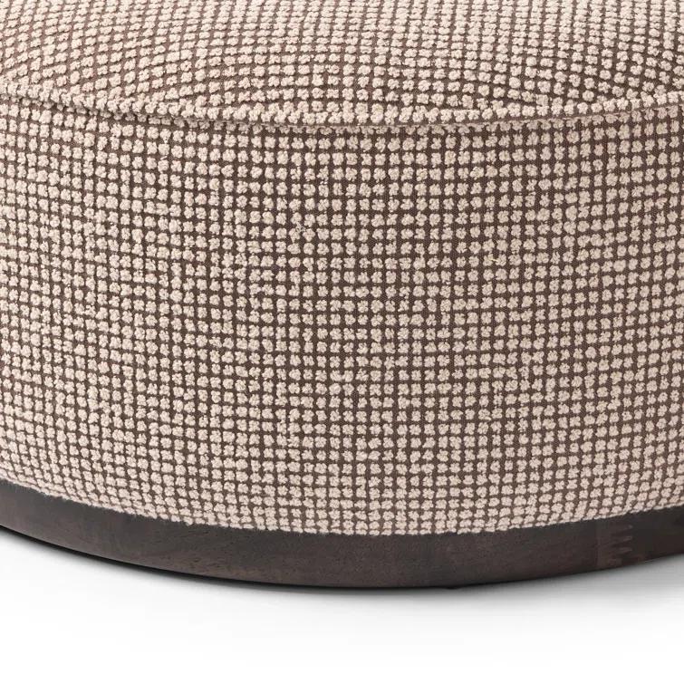 Aldora Round Ottoman - Taupe Weave