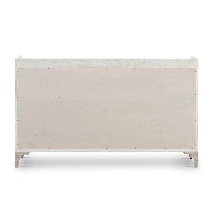 Elegant Vintage White Oak and Italian Marble 6-Drawer Dresser