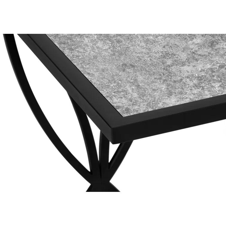Latitude Run® Accent Table, C-shaped, End, Side, Snack, Living Room, Bedroom, Metal, Laminate, Grey, Black
