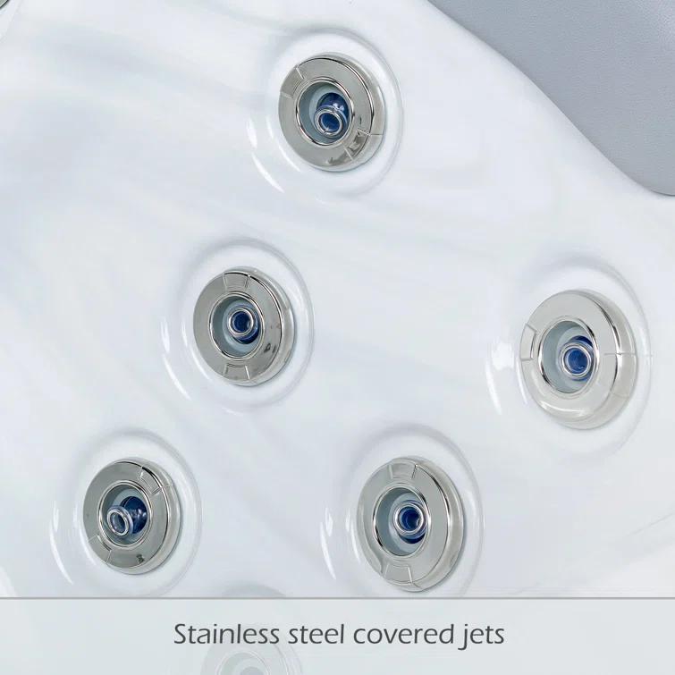 Buenospa New York 6 - Person 49 - Jet Acrylic Square Hot Tub with Ozonator and Cover in White