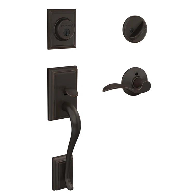 Addison Handleset with Single Cylinder Deadbolt and Accent Door Lever and Rosette