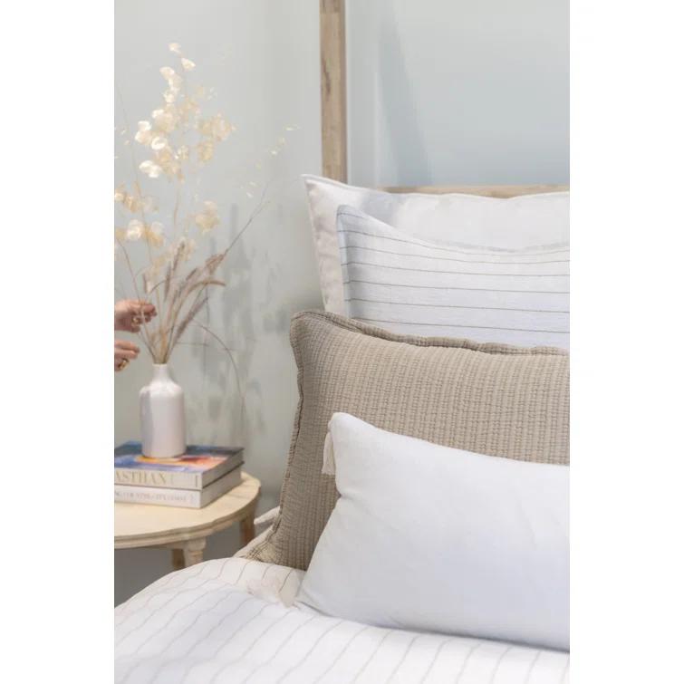 Bianca Velvet Pillow by Pom Pom at Home - White / Lumbar