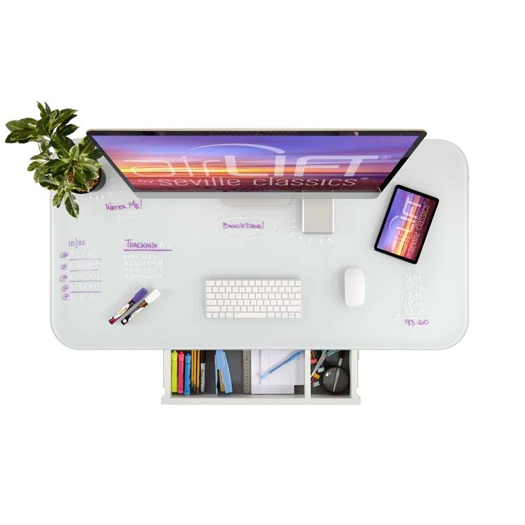 airLIFT 48" W Electric Adjustable Height Tempered Glass Desk