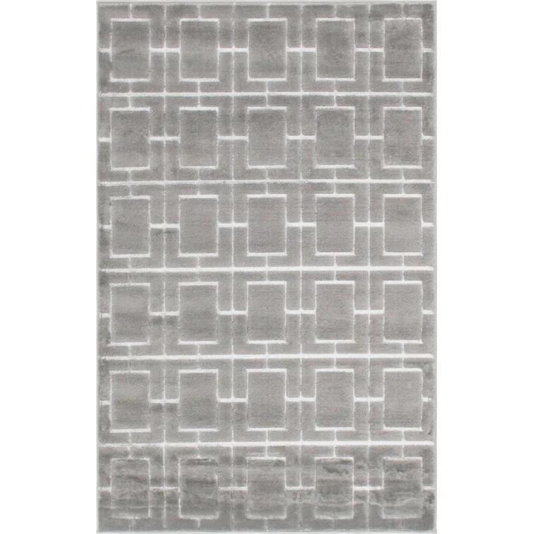 Glam Geometric Gray Silver Area Rug