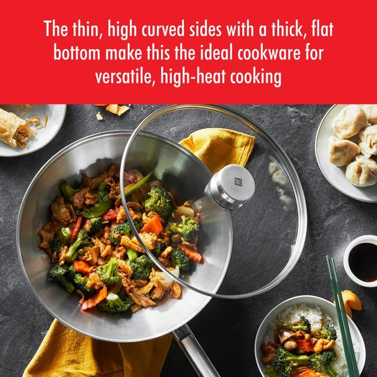 Plus 11.81" 18/10 Stainless Steel Non-Stick Wok with Lid