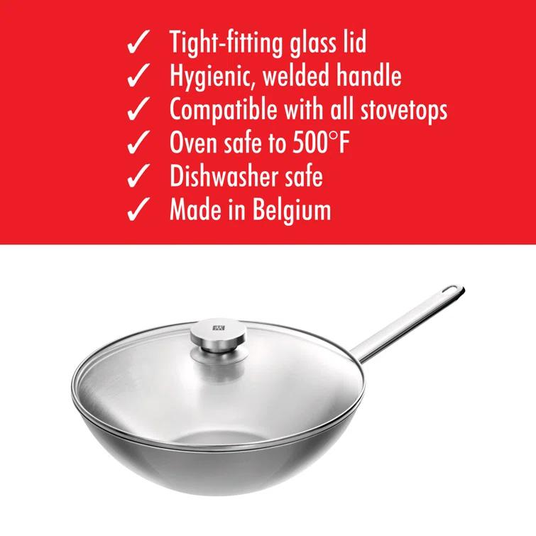 Plus 11.81" 18/10 Stainless Steel Non-Stick Wok with Lid