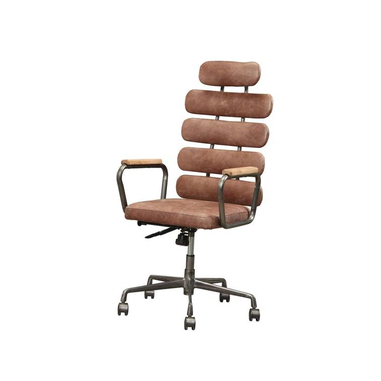 Genuine Leather Office Chair, Swivel Computer Chair, Home Office Chair