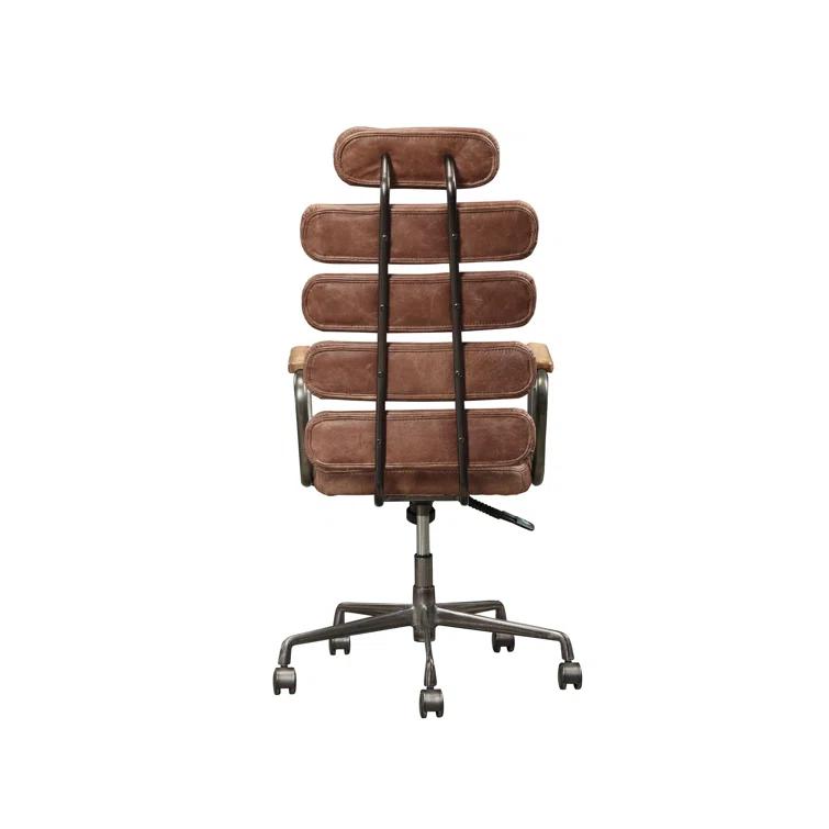 Genuine Leather Office Chair, Swivel Computer Chair, Home Office Chair