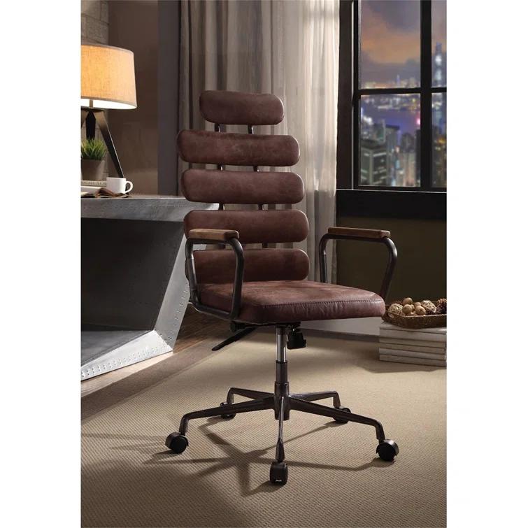 Genuine Leather Office Chair, Swivel Computer Chair, Home Office Chair