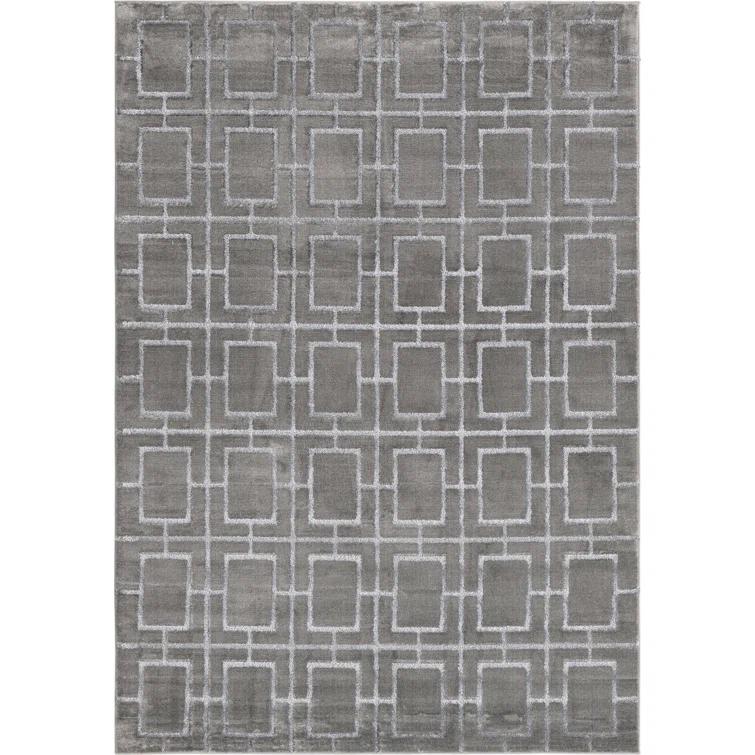 Glam Geometric Gray Silver Area Rug