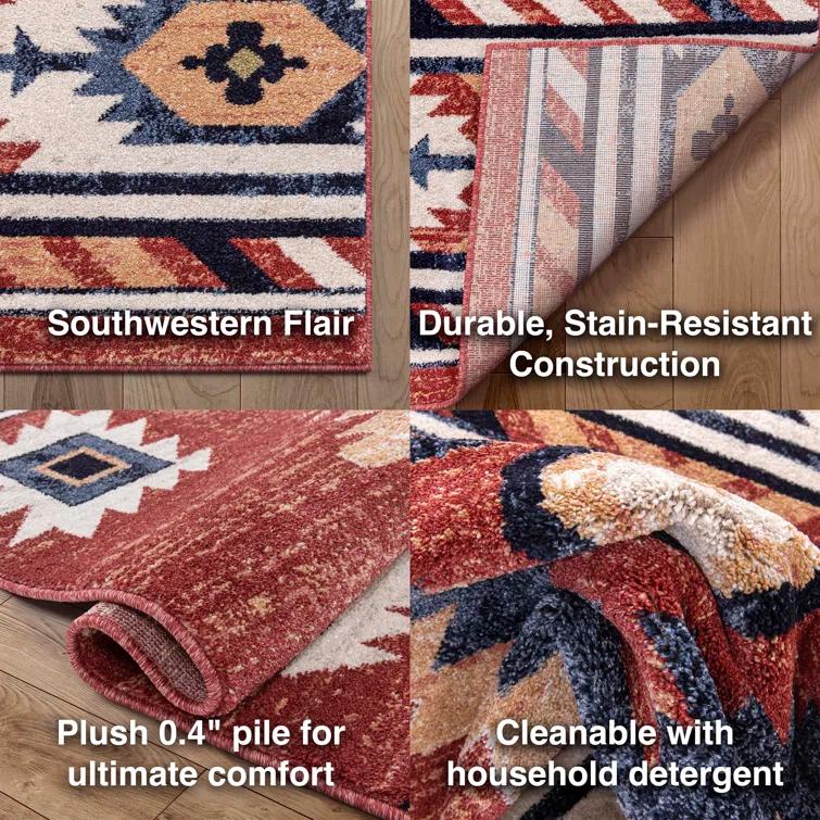 Well Woven Jamyn Lea Crimson Traditional Southwestern Tribal Red/Blue Rug